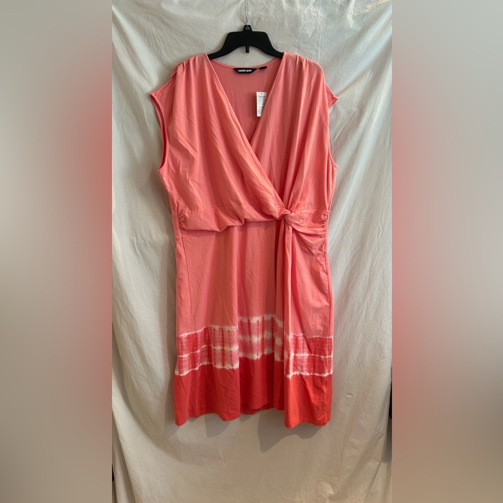 Lands' End Womens XXL Pink Tie Dye Cotton Modal Sleeveless Fit & Flare Dress